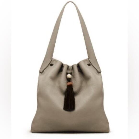 ELIZABETH AND JAMES Grey Pebbled Leather Teddy Hobo Shoulder Bag - $525. - Picture 1 of 12